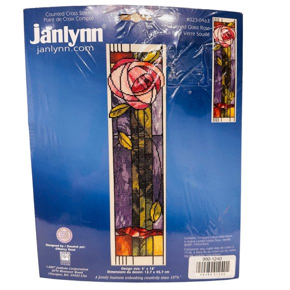 Janlynn "Stained Glass Rose" Counted Cross Stitch Kit - New/Sealed (2007) - Picture 1 of 9